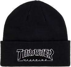 Thrasher-outlined logo-Black Beanie