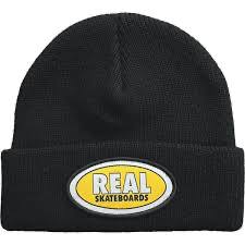 REAL-Oval Cuff Beanie Black/Yellow
