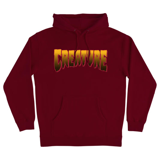 Creature Logo P/O Hooded Heavyweight Sweatshirt Blk Maroon